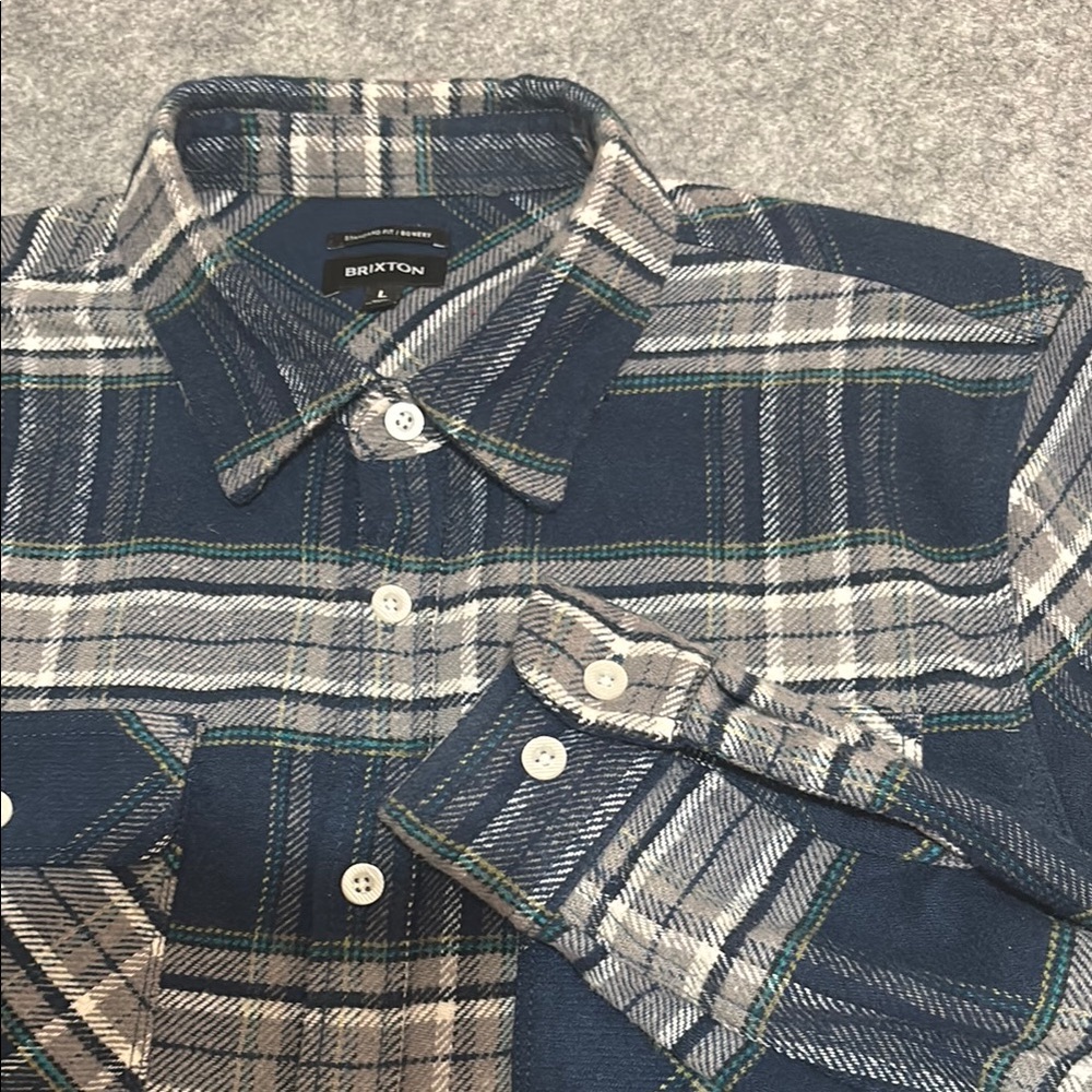 Brixton Blue and Gray Plaid Casual Button Down Shirt